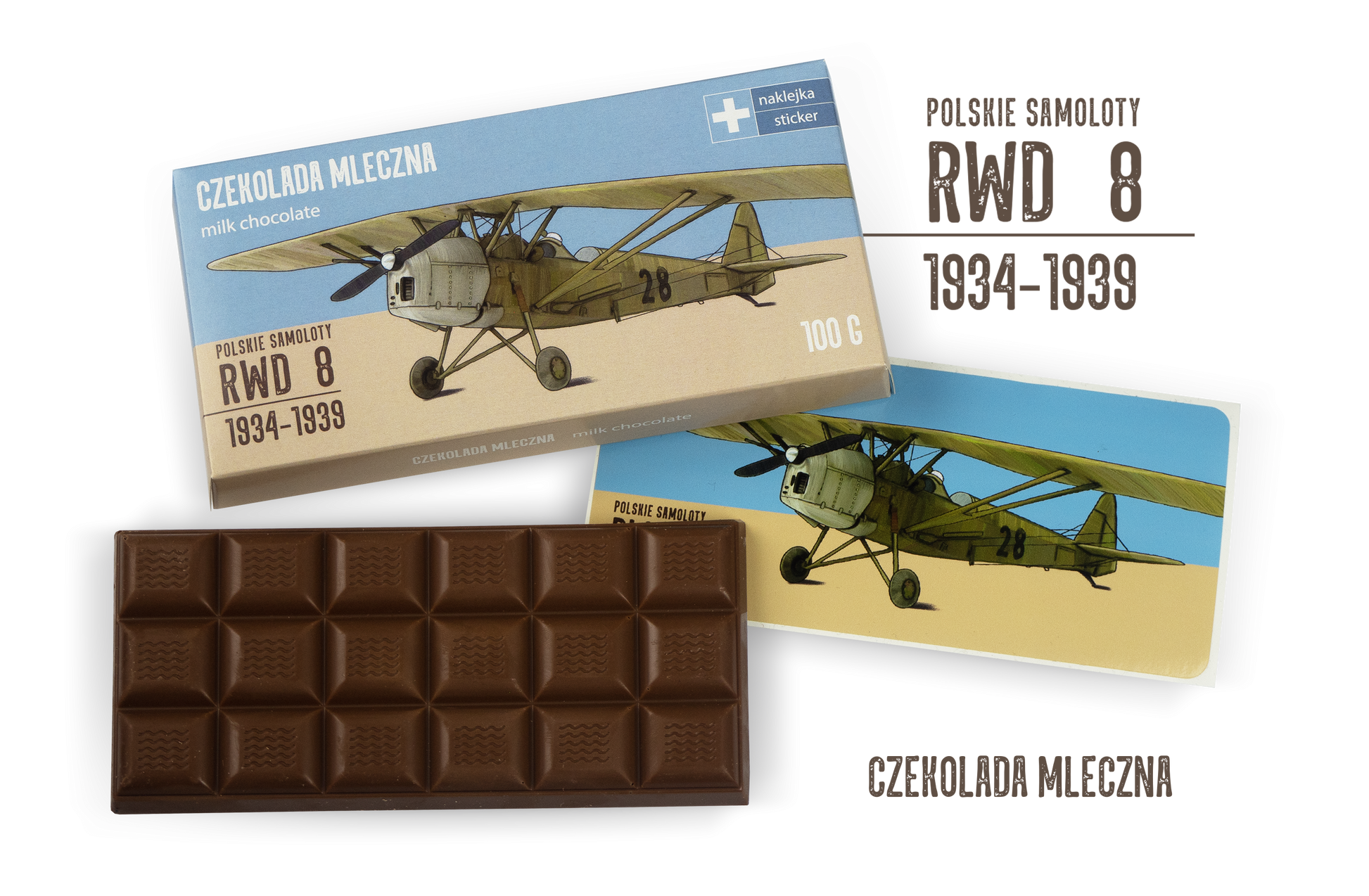 RWD-8 — czekolada mleczna z naklejką