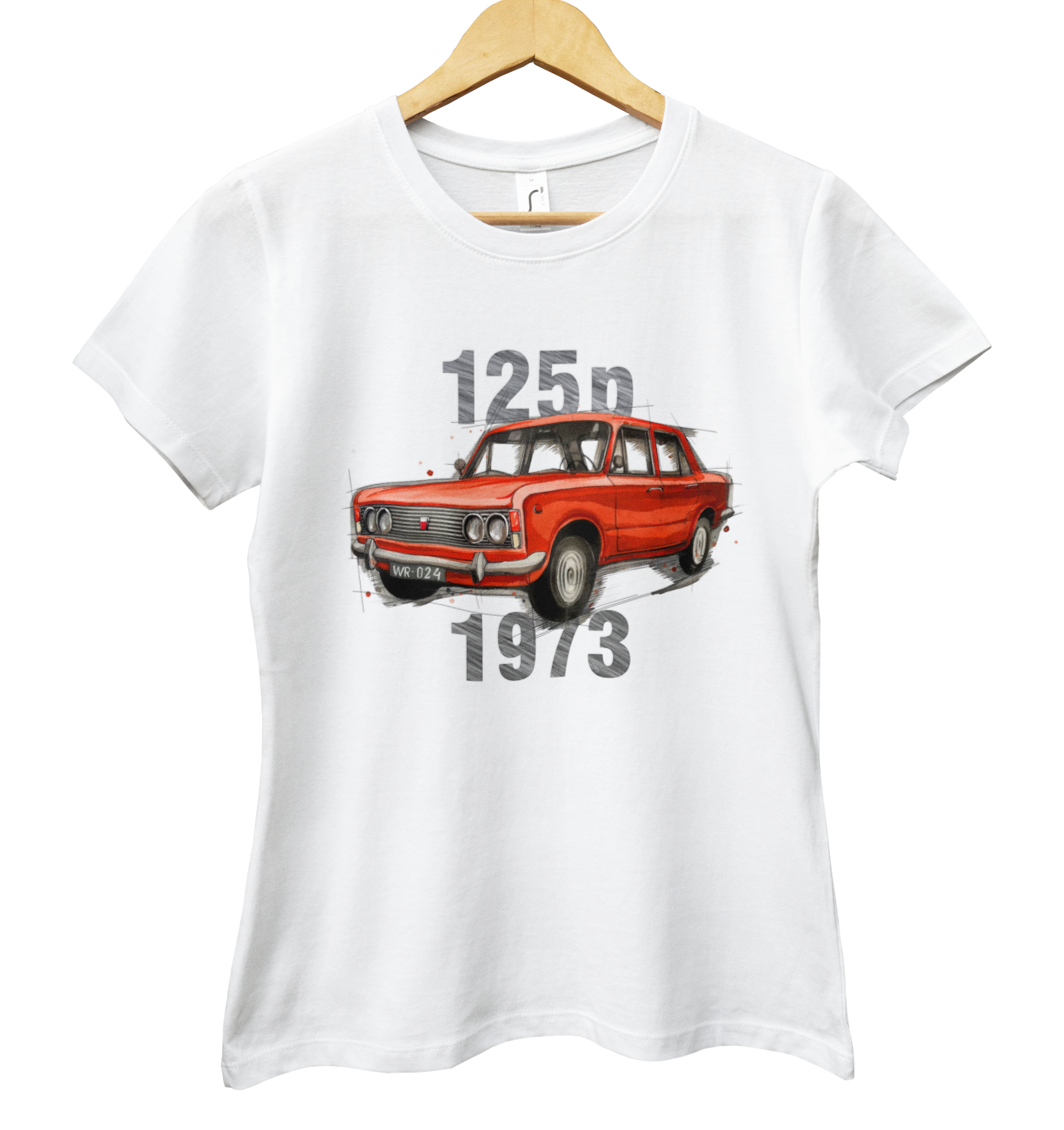 Fiat 125p — koszulka damska — NIK-TSH-DAMBI-FIA125-CZE-01