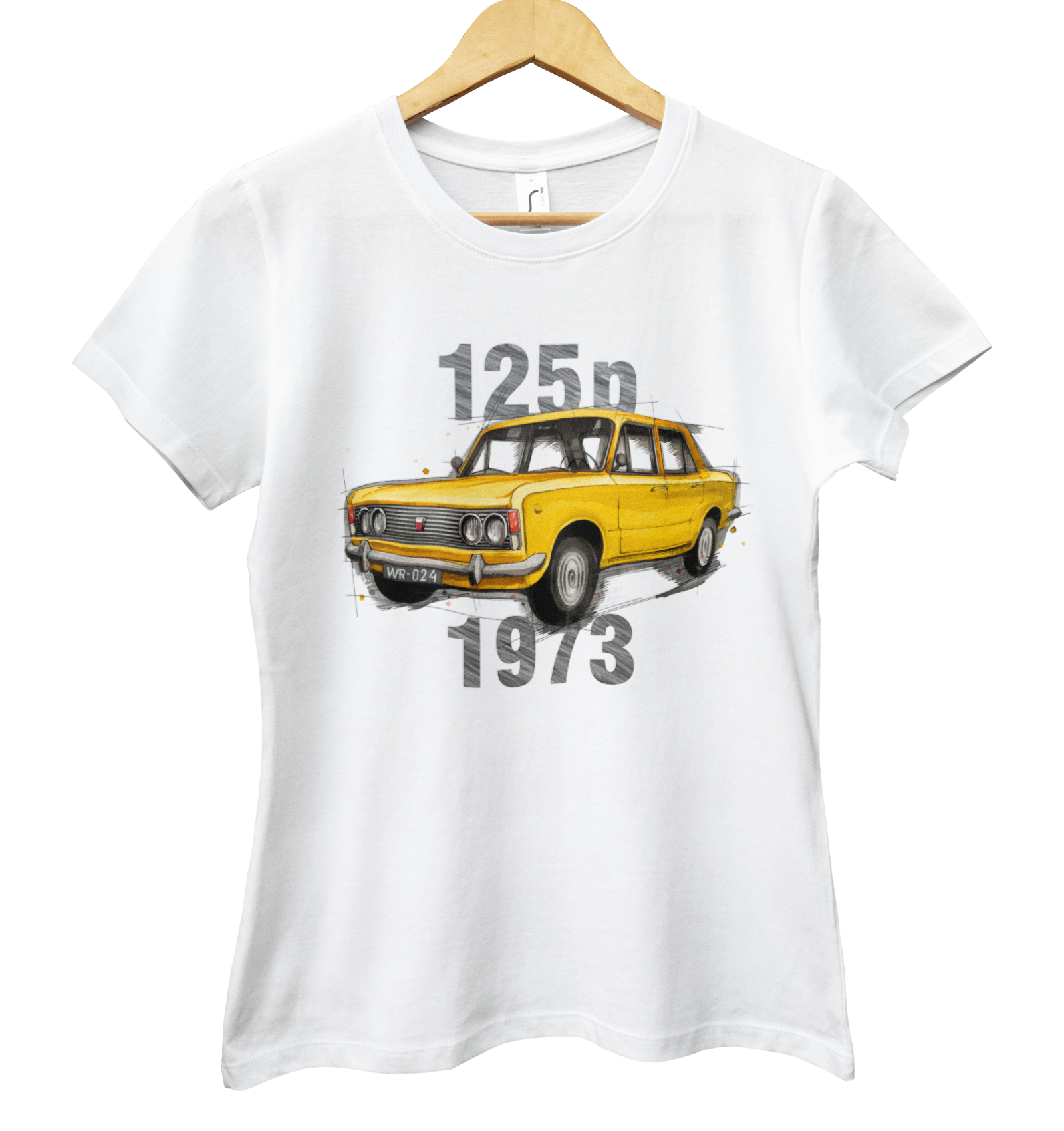 Fiat 125p — koszulka damska — NIK-TSH-DAMBI-FIA125-ZOL-01